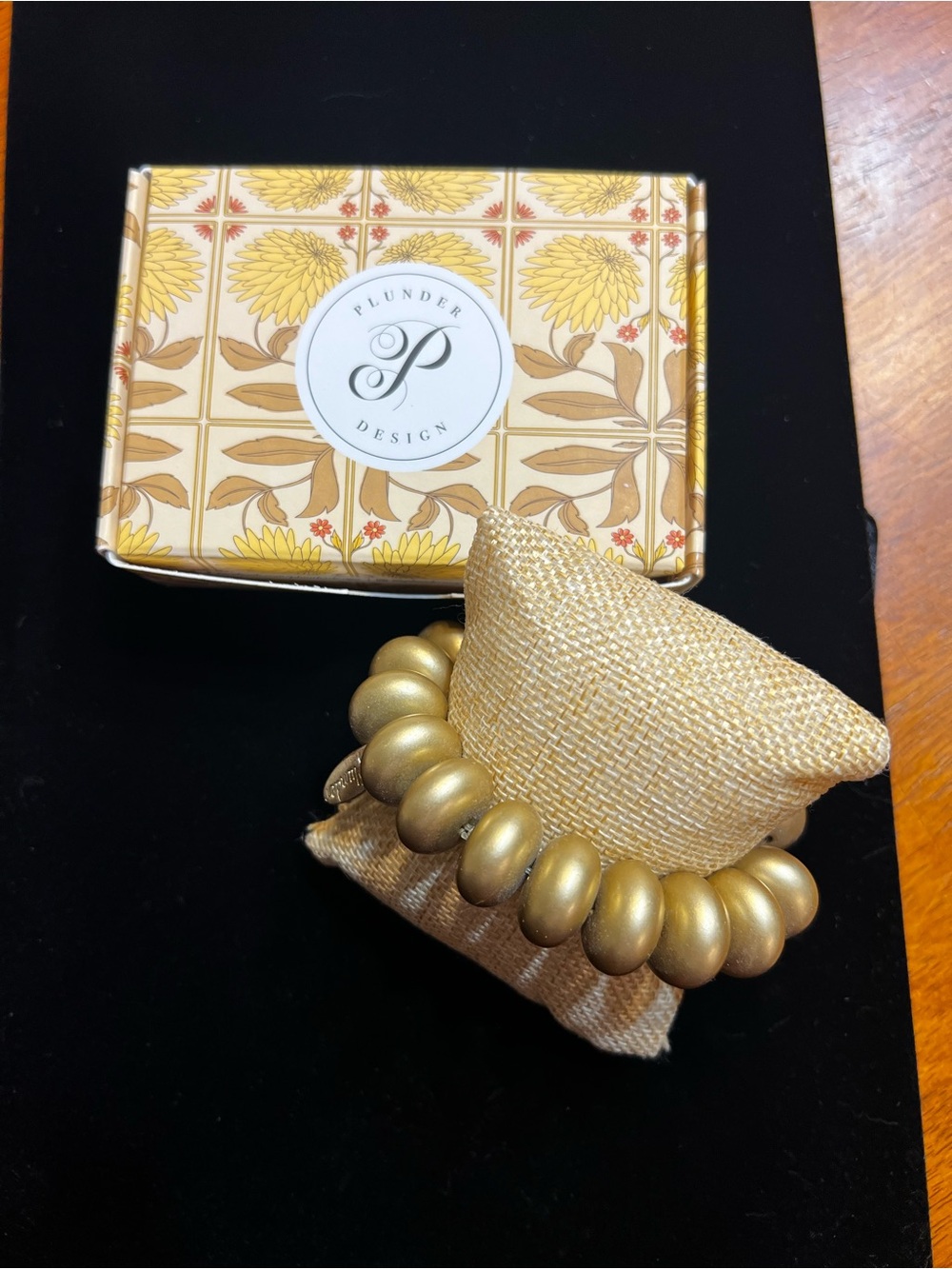 Plunder Gold Matte Bead Stretch Bracelet